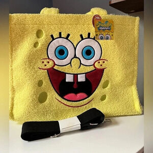 SpongeBob SquarePants XL Fuzzy Tote Bag Weekender NWT